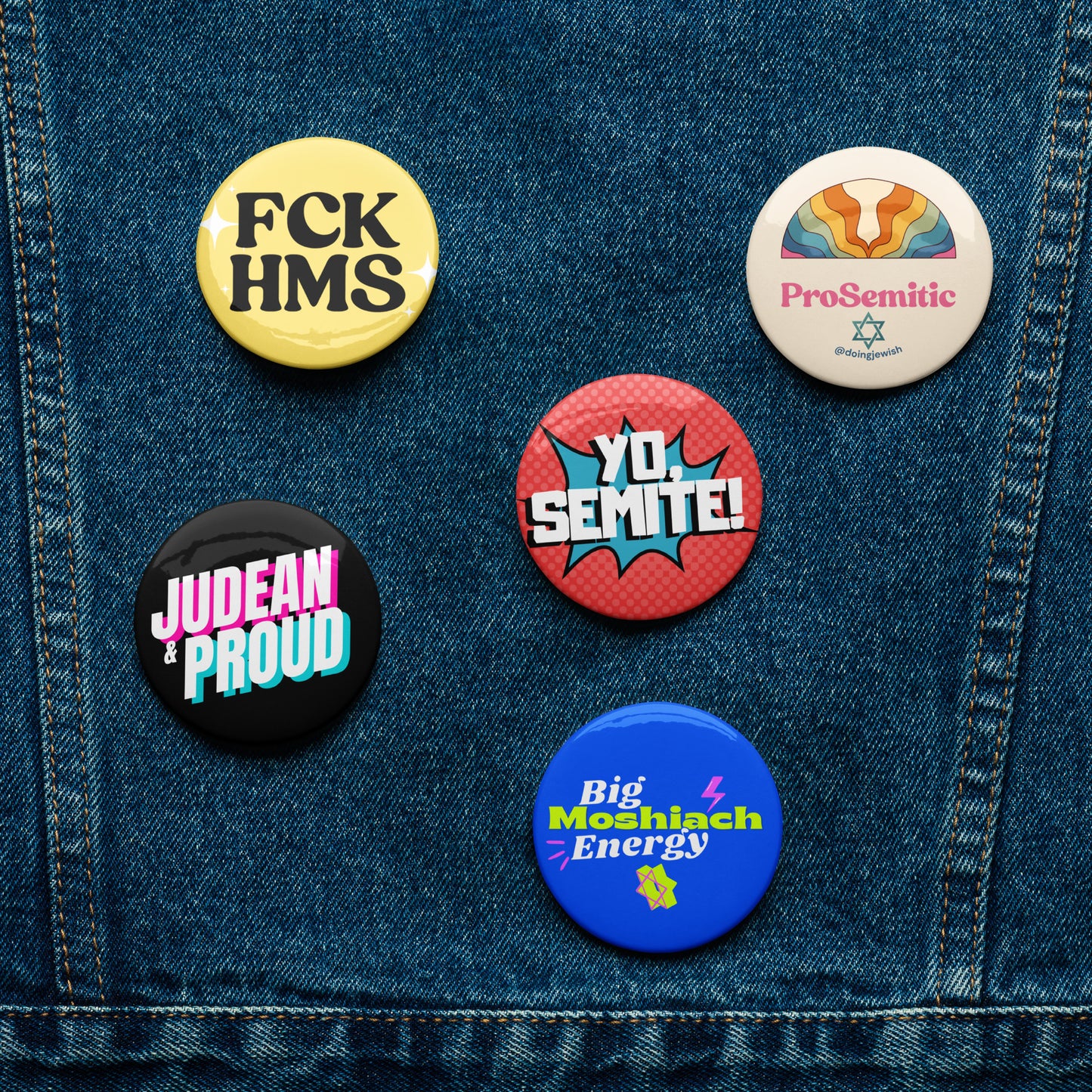 ProSemitic Set of 5 pin buttons